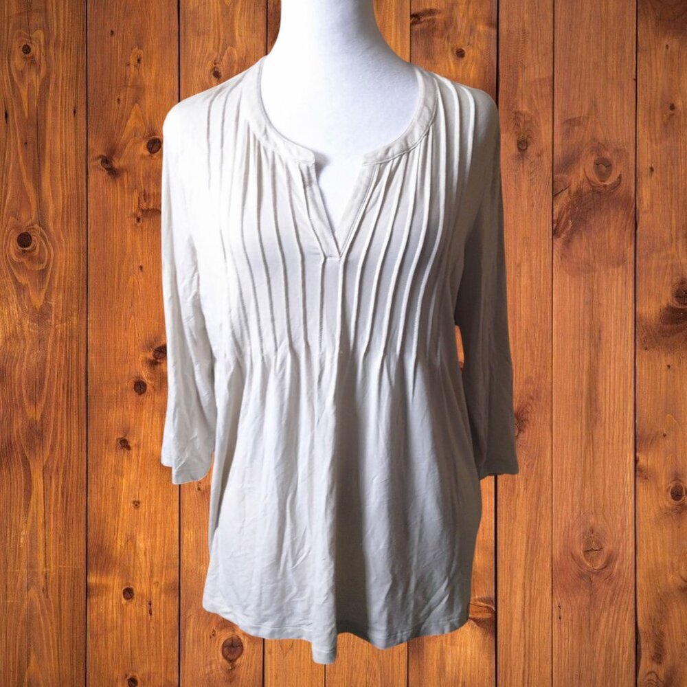 Field & Stream 3/4 Sleeve Pullover Shirt Casual Outdoor Neutral Size Medium